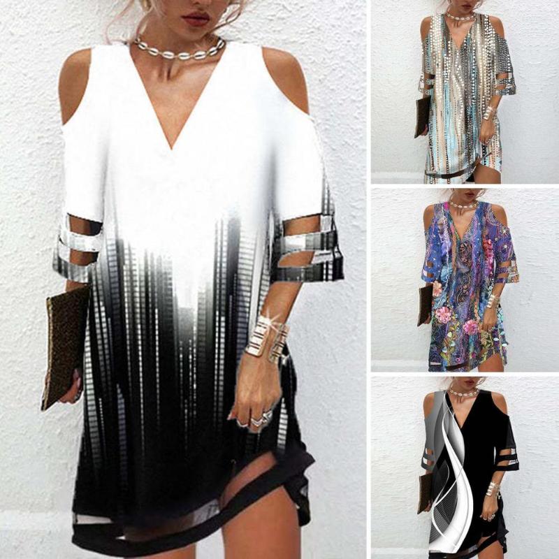 Casual Dresses Women Summer Dress Lace Cuffs Cutout Short Sleeves Lady Flower Printing Deep V-neck Ladies Off Shoulder Beach, Black
Casual Dresses Women Summer Dress Lace Cuffs Cutout Short Sleeves Lady Flower Printing Deep V-neck Ladies Off Shoulder Beach, Black