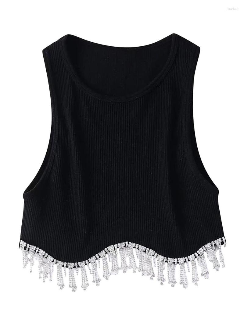 Women's Tanks Women S Tank Tops Ribbed Sleeveless Round Neck Rhinestone Tassel Hem Design Summer Streetwear, Black
Women's Tanks Women S Tank Tops Ribbed Sleeveless Round Neck Rhinestone Tassel Hem Design Summer Streetwear, Black