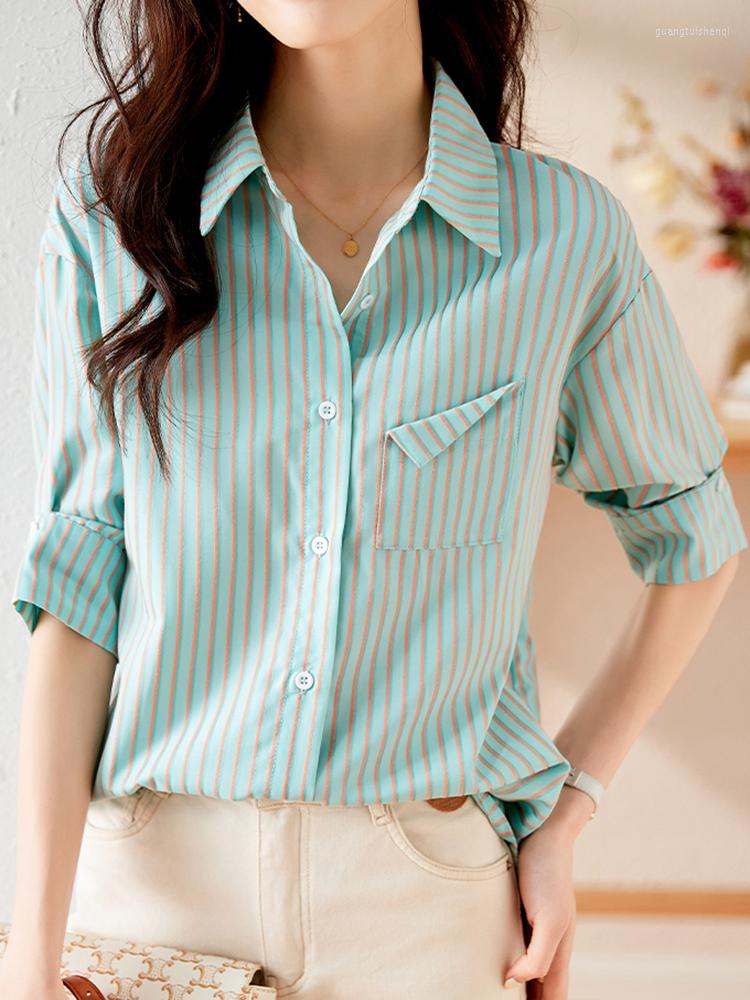 Women' Blouses Turn-Down Collar Striped Women Blouse Pocket 2023 Summer Ladies Tops Korean Style Loose Shirt Woman Clothes Blusas Mujer, Photo color
Women' Blouses Turn-Down Collar Striped Women Blouse Pocket 2023 Summer Ladies Tops Korean Style Loose Shirt Woman Clothes Blusas Mujer, Photo color