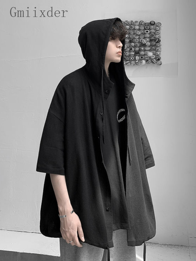 Men's Casual Shirts Gmiixder Japan Hooded Ice Silk Shortsleeved Top Men Women Summer Lovers Trend Blouse Hip Hop Harajuku Oversize Jacket 230508, Black
Men's Casual Shirts Gmiixder Japan Hooded Ice Silk Shortsleeved Top Men Women Summer Lovers Trend Blouse Hip Hop Harajuku Oversize Jacket 230508, Black