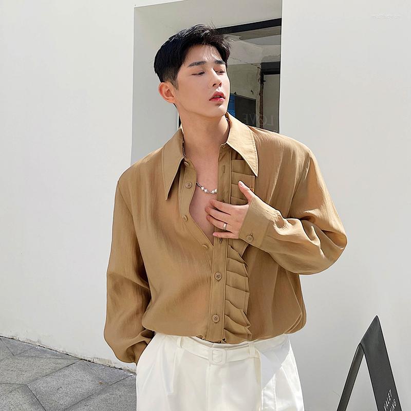 Men's Casual Shirts 2023 Fashion Men Streetwear Long Sleeve Turn-down Collar Button Blouse Korean Solid Color Male Brand P46, Brown
Men's Casual Shirts 2023 Fashion Men Streetwear Long Sleeve Turn-down Collar Button Blouse Korean Solid Color Male Brand P46, Brown