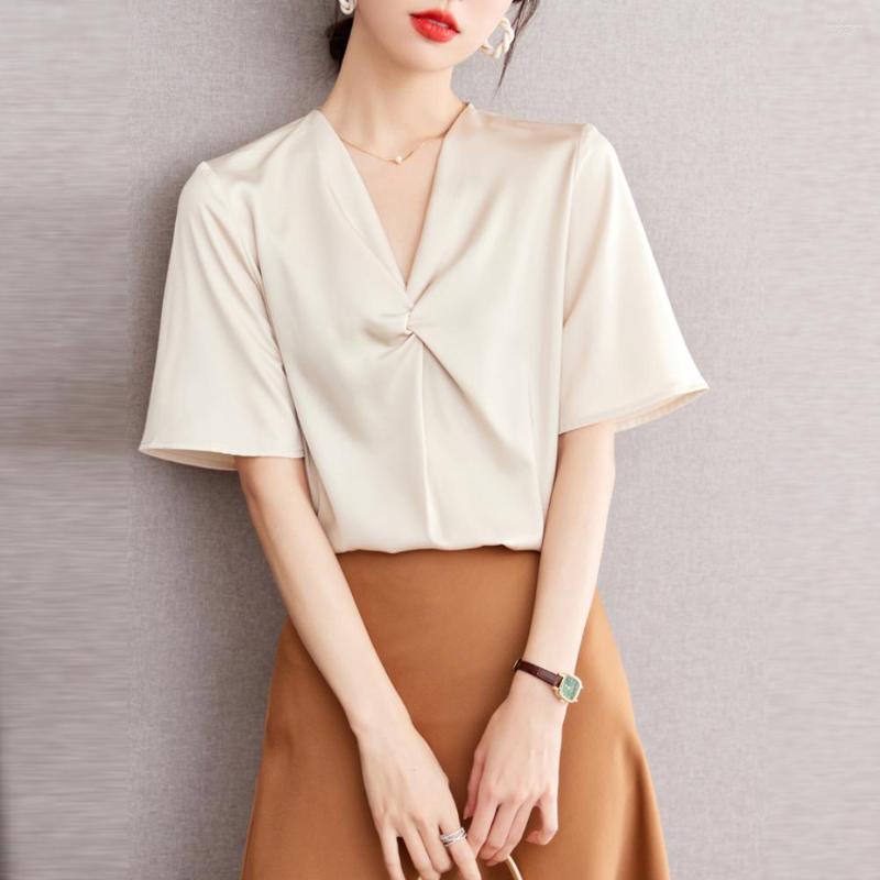 Women' Blouses Fashion Women Short Sleeve Satin 2023 Chic Folds White Shirts Elegant Office Lady Summer Vintage Basic Tops, Beige
Women' Blouses Fashion Women Short Sleeve Satin 2023 Chic Folds White Shirts Elegant Office Lady Summer Vintage Basic Tops, Beige
