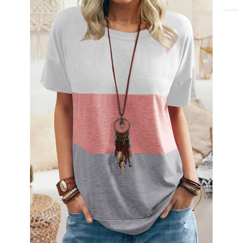 Women' T Shirts 2023 Women T-shirts Summer Color Tops Tee Casual Short Sleeve Loose Top Pullover Ladies O-Neck Striped Patchwork Streetwear, 02
Women' T Shirts 2023 Women T-shirts Summer Color Tops Tee Casual Short Sleeve Loose Top Pullover Ladies O-Neck Striped Patchwork Streetwear, 02