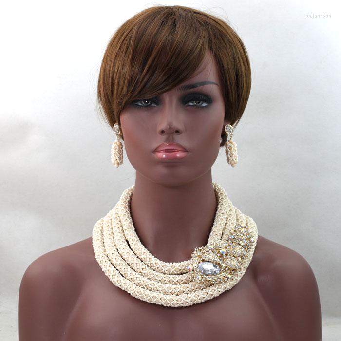 Necklace Earrings Set Unique Cream Beige African Bridal Women Jewelry Nigerian Wedding Party 4 Layers ALJ630, Picture shown
Necklace Earrings Set Unique Cream Beige African Bridal Women Jewelry Nigerian Wedding Party 4 Layers ALJ630, Picture shown