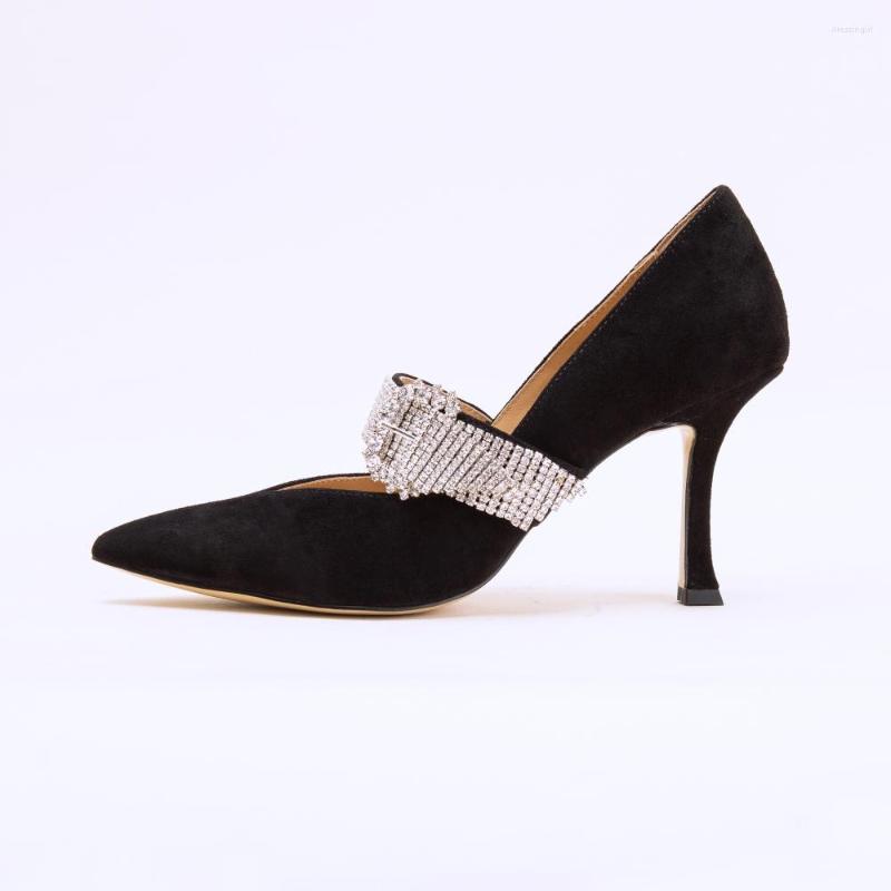 Dress Shoes Roni Bouker 2023 Woman Spring Summer High Heel Women's Real Leather Handmade Heels Women Diamond Pumps Size 42, Black suede leather
Dress Shoes Roni Bouker 2023 Woman Spring Summer High Heel Women's Real Leather Handmade Heels Women Diamond Pumps Size 42, Black suede leather