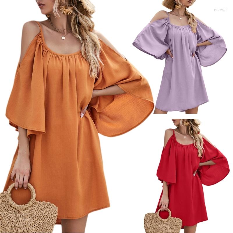 Casual Dresses Style Cold Shoulder Mini Dress Women Scoop Neck Flared Sleeve Loose Fit Summer, Orange
Casual Dresses Style Cold Shoulder Mini Dress Women Scoop Neck Flared Sleeve Loose Fit Summer, Orange