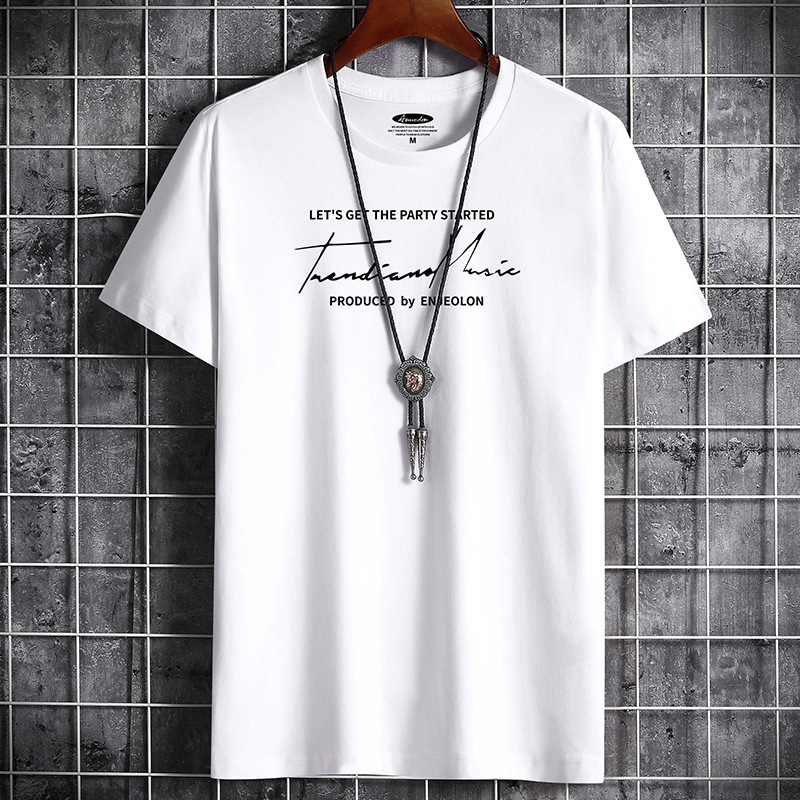 Men's T-Shirts JFUNCY Summer Men Tops Plus Size S-6XL Loose O-Neck Short Sleeve Man Cotton Tshirt Letter Print Men's Casual T-shirts 230509