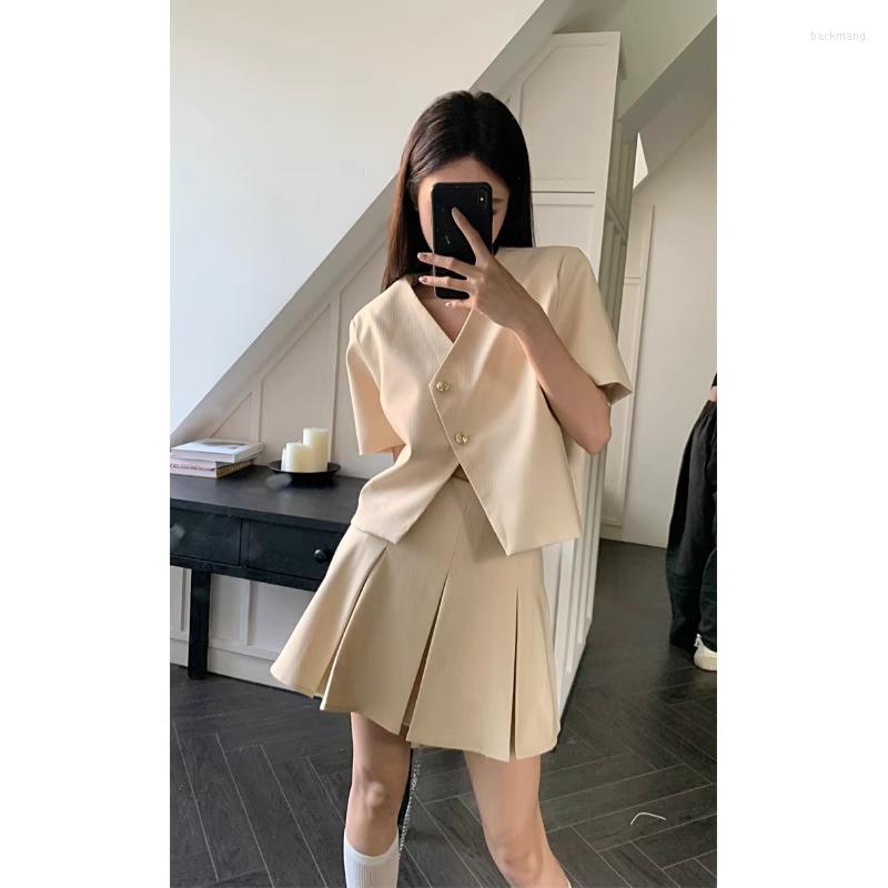 Work Dresses Office Lady Fashion Suit Women' Summer V-neck Short-sleeved Coat High Waist Pleated Mini Skirt Two-piece Set Female, 2pc set
Work Dresses Office Lady Fashion Suit Women' Summer V-neck Short-sleeved Coat High Waist Pleated Mini Skirt Two-piece Set Female, 2pc set