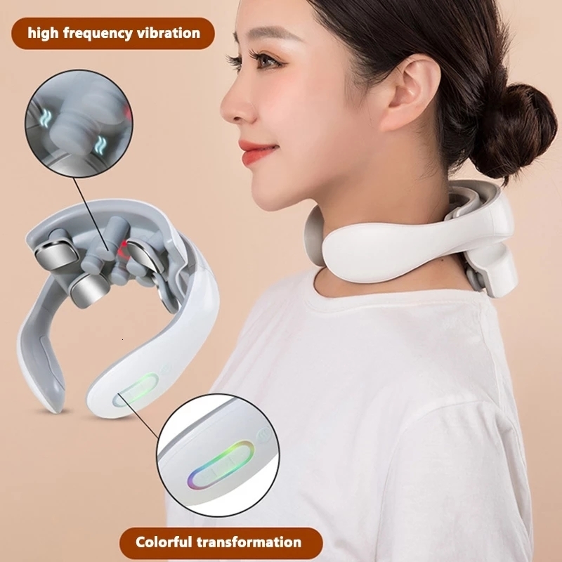 Other Massage Items Smart Electric Neck r Shoulders Vibration Compress Voice r For Muscle Relieve Vertebra Vertetis 230508