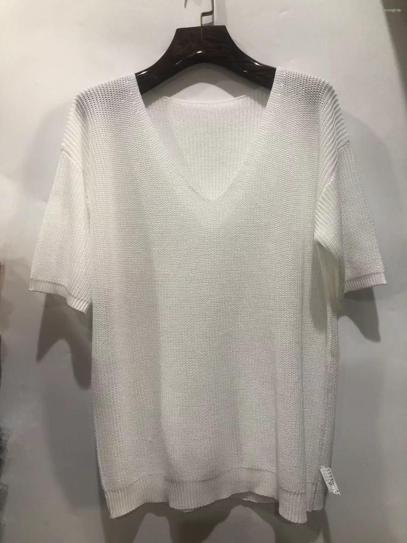 Men's T Shirts Fashion Casual V-Neck Knit Sweater Men Short Sleeve T-Shirt British Harajuku Vintage Large Size Loose Summer MaleTshirts Top