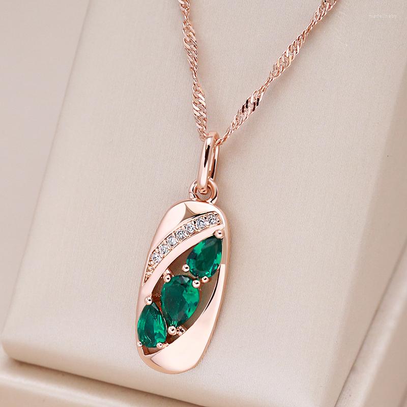 Chains Kinel 585 Rose Gold Color Pendant Necklace For Women Unusual Green Natural Zircon Accessories Vintage Daily Fine Jewelry
Chains Kinel 585 Rose Gold Color Pendant Necklace For Women Unusual Green Natural Zircon Accessories Vintage Daily Fine Jewelry
