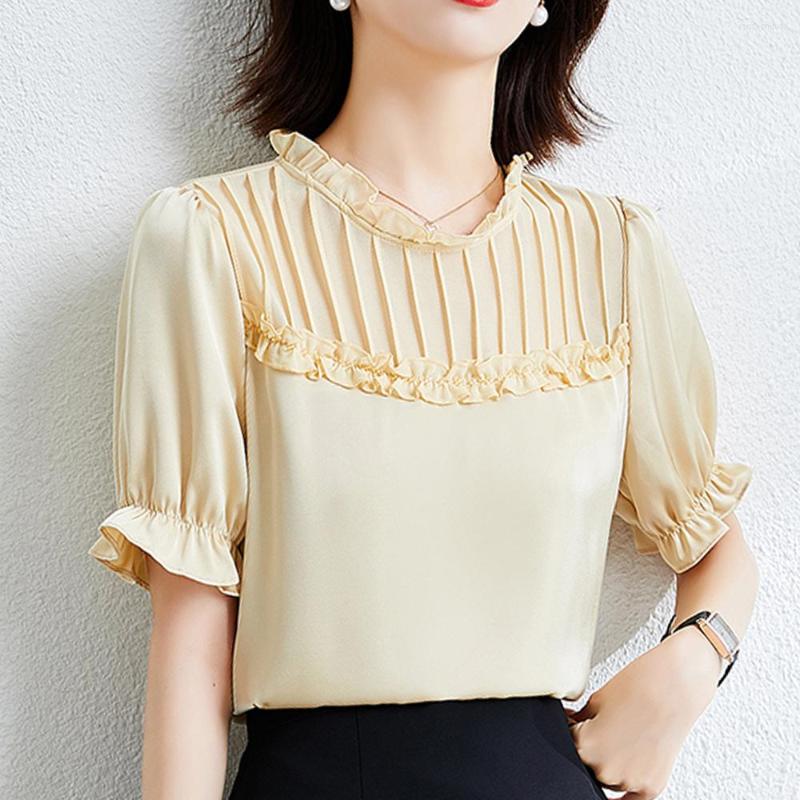 Women' Blouses Vintage Chic Ruffles Design Short Sleeve Women 2023 Summer Fashionable Elegant Loose Chiffon Shirts Tops, Beige
Women' Blouses Vintage Chic Ruffles Design Short Sleeve Women 2023 Summer Fashionable Elegant Loose Chiffon Shirts Tops, Beige