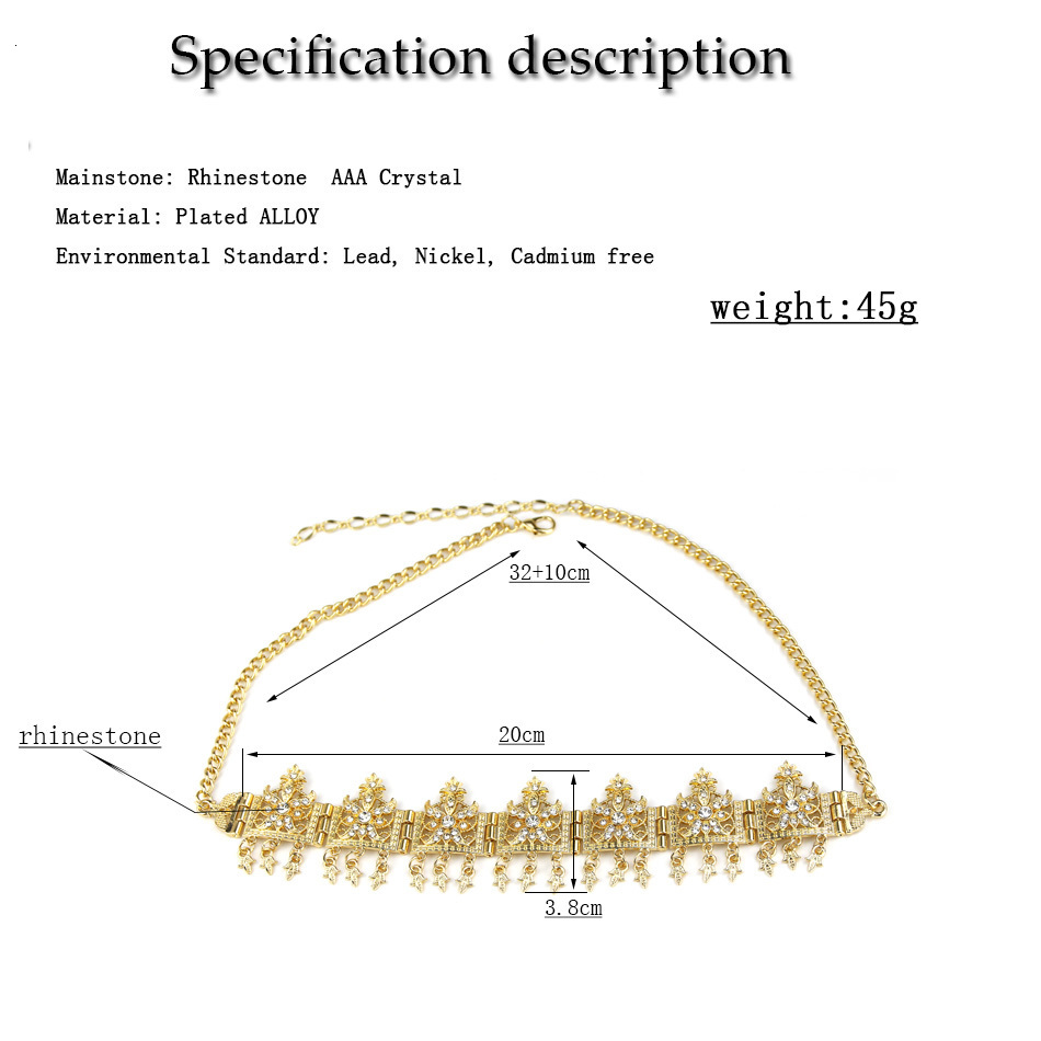 Wedding Hair Jewelry Sunspicems Algeria Forehead Chain Morocco Accessory Chain Women Headband Bride Crystal Flower Tassels Crown Head Pieces 230508