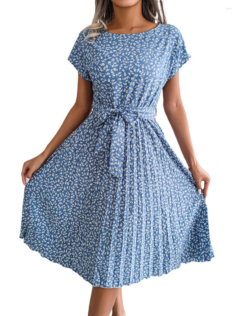 Casual Dresses Women Boho Beach Dress Short Sleeve Crew Neck Floral Print Pleated A-line Loose Summer Streetwear, Dark blue
Casual Dresses Women Boho Beach Dress Short Sleeve Crew Neck Floral Print Pleated A-line Loose Summer Streetwear, Dark blue