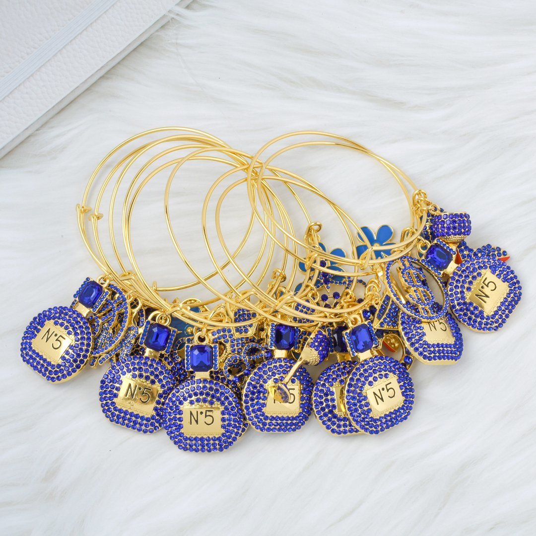 Charm Bracelets 10pcs mixed 65mm Alloy Bangle with Rhinestone Charms on Sale 230508