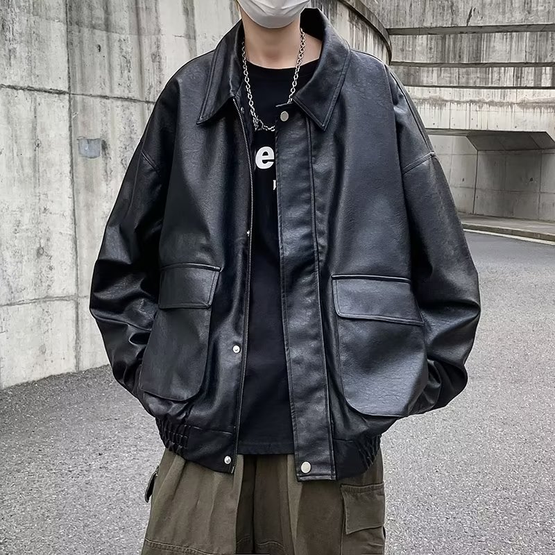 Men's Jackets Motorcycle PU Leather Jacket Men's Oversize Casual American Retro Overcoat Unisex Punk Streetwear Cool Bomber Jacket 230509, Black
Men's Jackets Motorcycle PU Leather Jacket Men's Oversize Casual American Retro Overcoat Unisex Punk Streetwear Cool Bomber Jacket 230509, Black