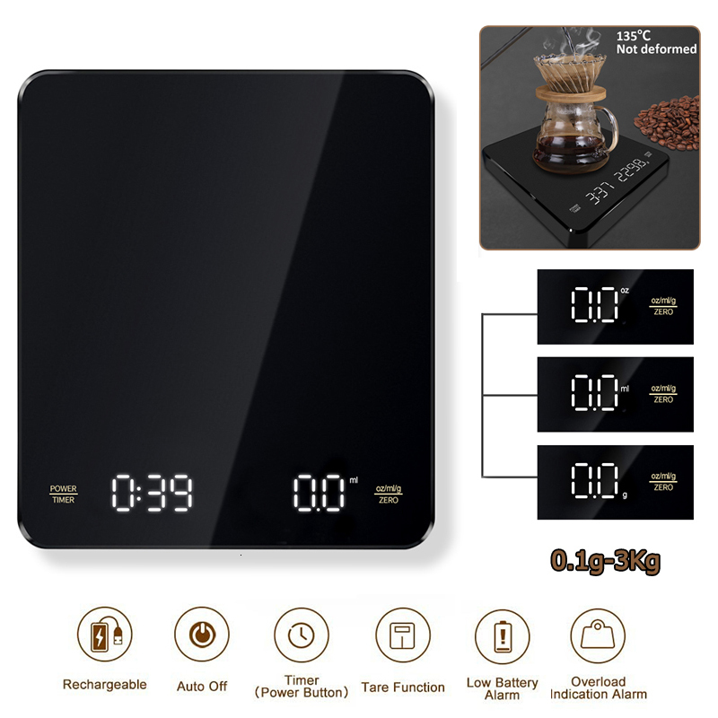 Household Scales Coffee Electronic Pour Over Espresso 3kg 0 1g LED Auto Timer Smart Kitchen Scale Built in Battery USB Charging 230508, Blue
Household Scales Coffee Electronic Pour Over Espresso 3kg 0 1g LED Auto Timer Smart Kitchen Scale Built in Battery USB Charging 230508, Blue