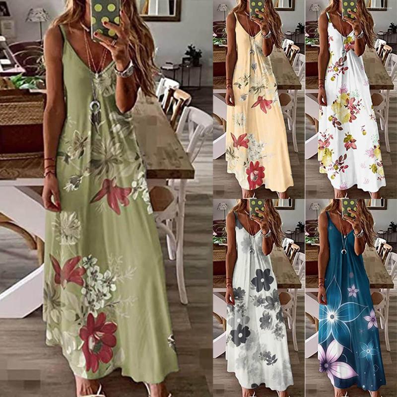 Casual Dresses Women Summer Sexy Sleeveless V Neck Long Flower Print Dress Woman, Blue
Casual Dresses Women Summer Sexy Sleeveless V Neck Long Flower Print Dress Woman, Blue