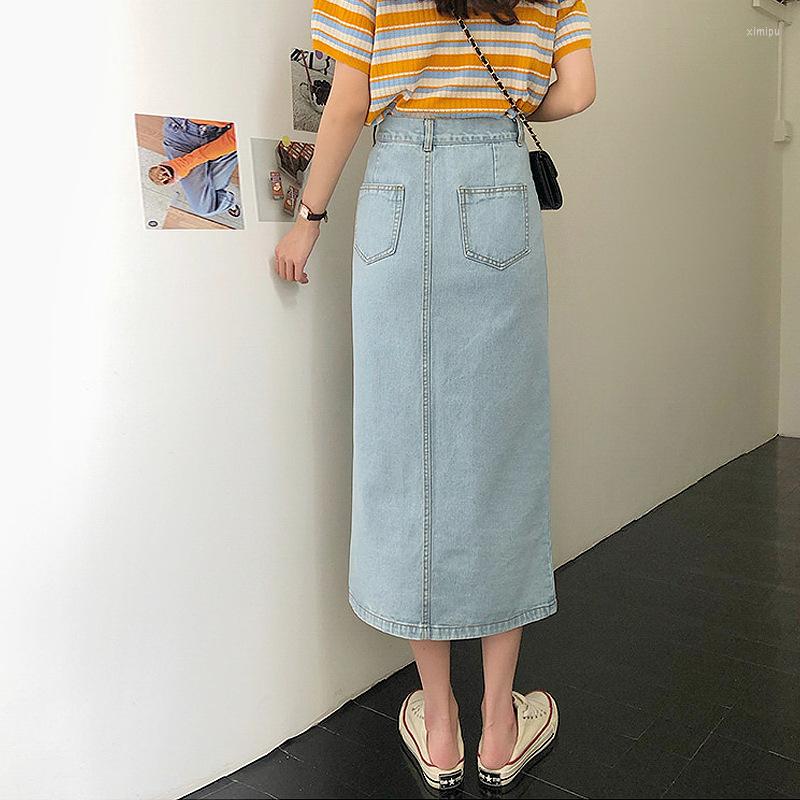 Skirts Women Fashion Denim Skirt Long Style Cover Meat Small High Waist Thin Side Slit A-line Jeans 1188, Dark blue
Skirts Women Fashion Denim Skirt Long Style Cover Meat Small High Waist Thin Side Slit A-line Jeans 1188, Dark blue