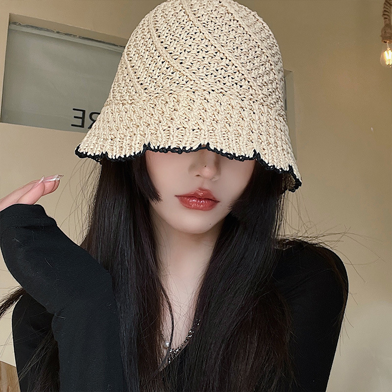 Wide Brim Hats Bucket Hats Summer Straw Hats for Women Foldable Outdoor Gorro Sunshade Hollowed Panama Hat Beach Caps Fashion Elegante Cap 230509