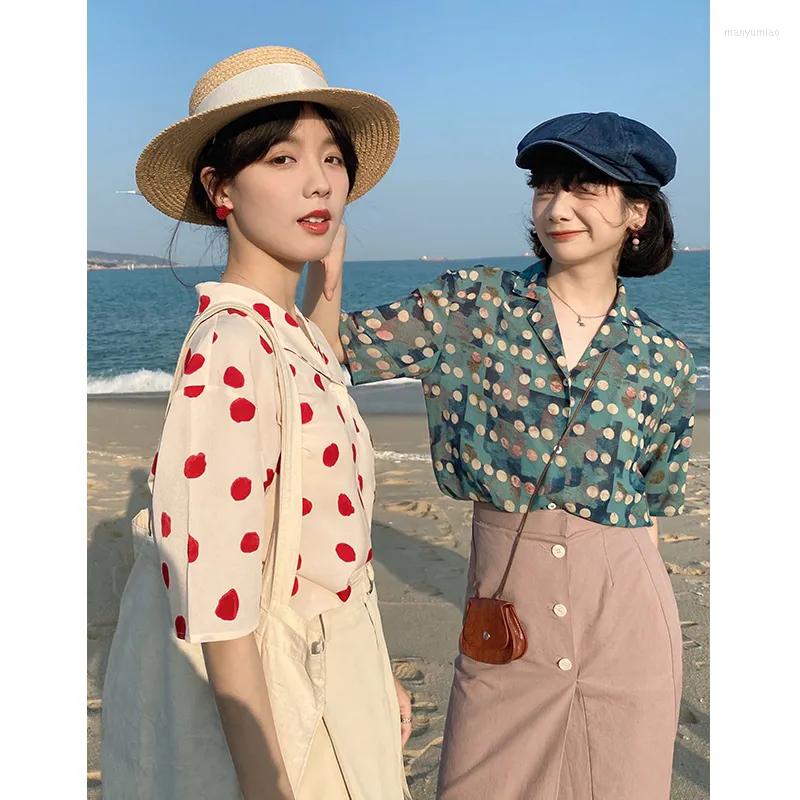 Women' Blouses Vintage Point Print Short Sleeve T-Shirt 2023 Summer Chic Chiffon Tops Loose Casual And Pretty, Green
Women' Blouses Vintage Point Print Short Sleeve T-Shirt 2023 Summer Chic Chiffon Tops Loose Casual And Pretty, Green