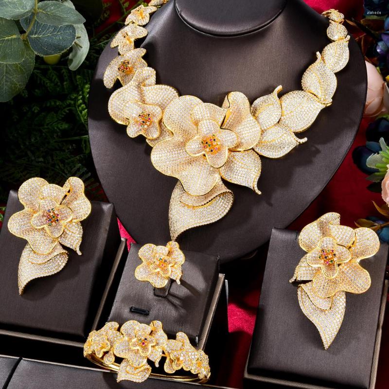 Necklace Earrings Set Missvikki Luxury Exquisite 4 PCS Bridal Wedding Bloom Big Flowers Bangle Ring Charm Ladies Party Jewelry, Picture shown
Necklace Earrings Set Missvikki Luxury Exquisite 4 PCS Bridal Wedding Bloom Big Flowers Bangle Ring Charm Ladies Party Jewelry, Picture shown