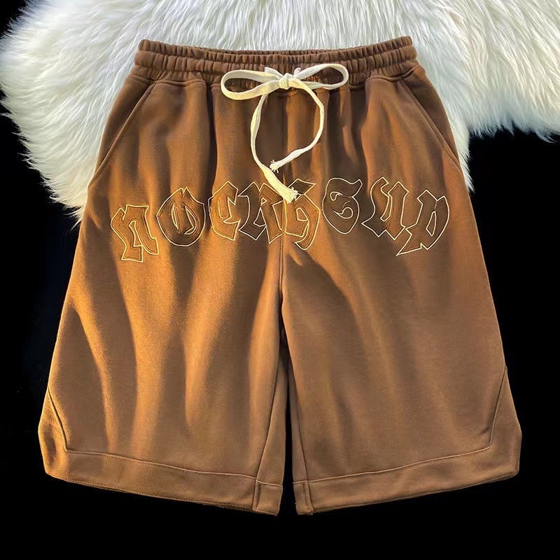 Men's Shorts Y2K Mens Gym Shorts Clothing Male Summer Letter Sportswear Men Streetwear Harajuku Drawstring Knee Length Casual Wide Leg Shorts 230