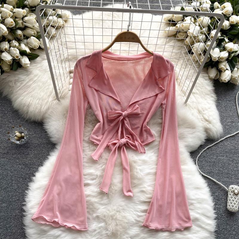 Women's T Shirts Korean Y2k Style Blouse Women Spring Summer Long Sleeve Sexy Bandage Mesh Casual Tops, Black
Women's T Shirts Korean Y2k Style Blouse Women Spring Summer Long Sleeve Sexy Bandage Mesh Casual Tops, Black