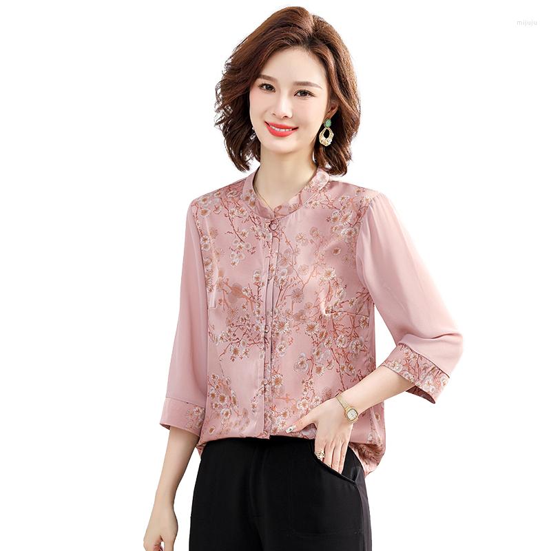Women's Blouses Middle-aged Women's Blouse Summer Vintage Silk Loose Print Elegant Female Half Sleeve Women Shirts Clothes, Green
Women's Blouses Middle-aged Women's Blouse Summer Vintage Silk Loose Print Elegant Female Half Sleeve Women Shirts Clothes, Green