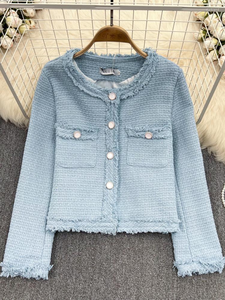 Women's Jackets High Quality Fashionable Small Fragrance Tweed Jacket Coat Women Autumn Winter Korean Casual Weave Outwear Tops Casaco, Blue
Women's Jackets High Quality Fashionable Small Fragrance Tweed Jacket Coat Women Autumn Winter Korean Casual Weave Outwear Tops Casaco, Blue