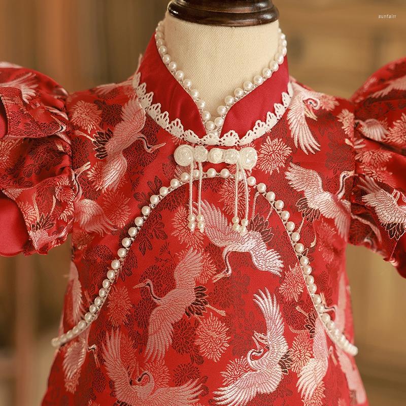 Girl Dresses Chinese Girls' Dress Summer, Red