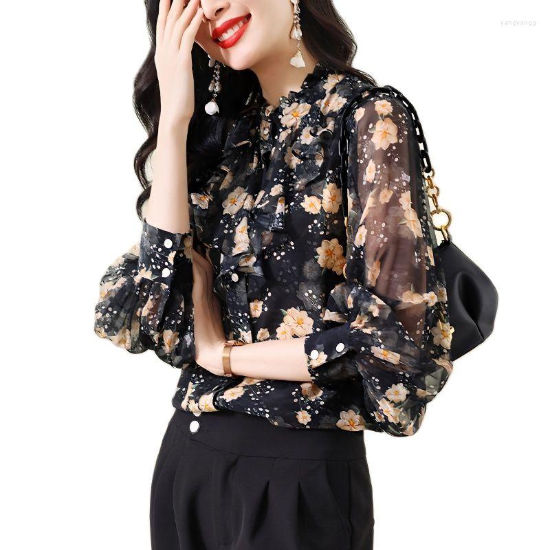 Women's Blouses 2023 Spring Autumn Female Chiffon Long-sleeved Shirt French Age-reducing Peplum Top Women Korean High-grade Floral, Black apricot
Women's Blouses 2023 Spring Autumn Female Chiffon Long-sleeved Shirt French Age-reducing Peplum Top Women Korean High-grade Floral, Black apricot