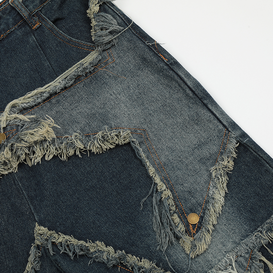 Men's Shorts Vintage Tassel Star Denim Shorts Splicing Loose Jeans Shorts Men Hip Hop Streetwear Harajuku Y2K Shorts Summer 230509