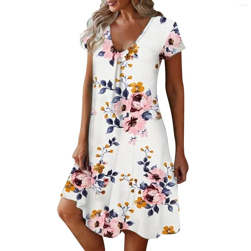 Casual Dresses Summer Floral Short Sleeve Mini For Women Fashion Loose A-line Dress Vestido Bohemian Sundress, Ag
Casual Dresses Summer Floral Short Sleeve Mini For Women Fashion Loose A-line Dress Vestido Bohemian Sundress, Ag