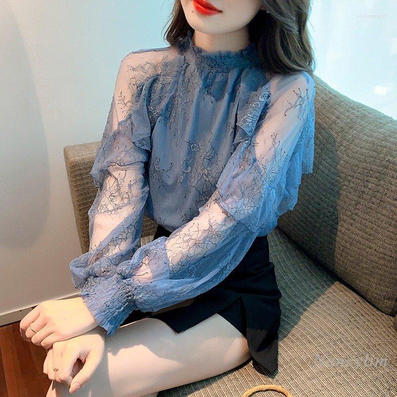 Women' Blouses Spring 2023 Stand Ruffled Collar Mesh Floral Chiffon Blouse Women' Super Fairy Top Long Sleeve Blusas, Blue
Women' Blouses Spring 2023 Stand Ruffled Collar Mesh Floral Chiffon Blouse Women' Super Fairy Top Long Sleeve Blusas, Blue
