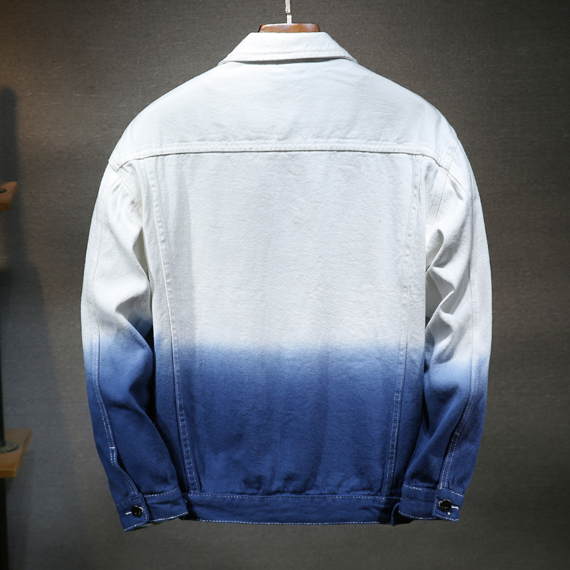 Men's Jackets Men's Gradient Color Jacket Spring/Autumn Men's Denim Jacket with Holes Washed Men Bomber Jacket Jackets for Men 230509