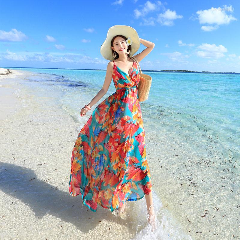 Casual Dresses Beach Skirt Women's 2023 Summer Bohemian Long Dress Holiday Chiffon Slim V-Neck Suspended Largke Swing Frock, Picture color
Casual Dresses Beach Skirt Women's 2023 Summer Bohemian Long Dress Holiday Chiffon Slim V-Neck Suspended Largke Swing Frock, Picture color