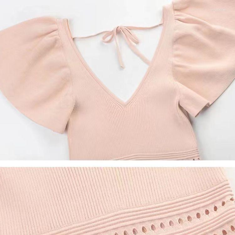 Party Dresses Petal Sleeves Women Pink Knit Sexy V Neck Hollow Out Lace-up Backless Dress Clothing, Black
Party Dresses Petal Sleeves Women Pink Knit Sexy V Neck Hollow Out Lace-up Backless Dress Clothing, Black
