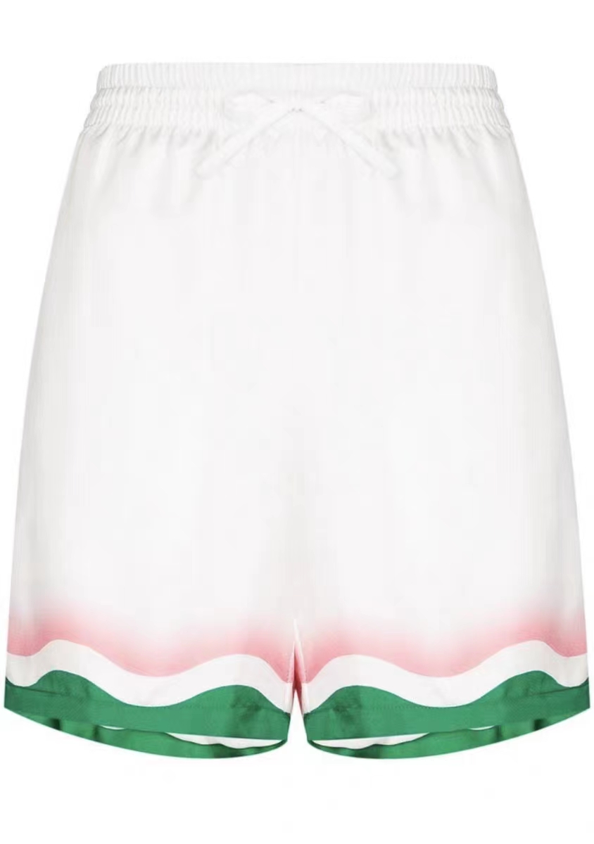 23ss New Casablanca Designer Silk Casual Shorts Pink Green Wave Gradient Fruit Ping Pong Racket Temperament Satin Hawaiian Shorts, Ivory
23ss New Casablanca Designer Silk Casual Shorts Pink Green Wave Gradient Fruit Ping Pong Racket Temperament Satin Hawaiian Shorts, Ivory