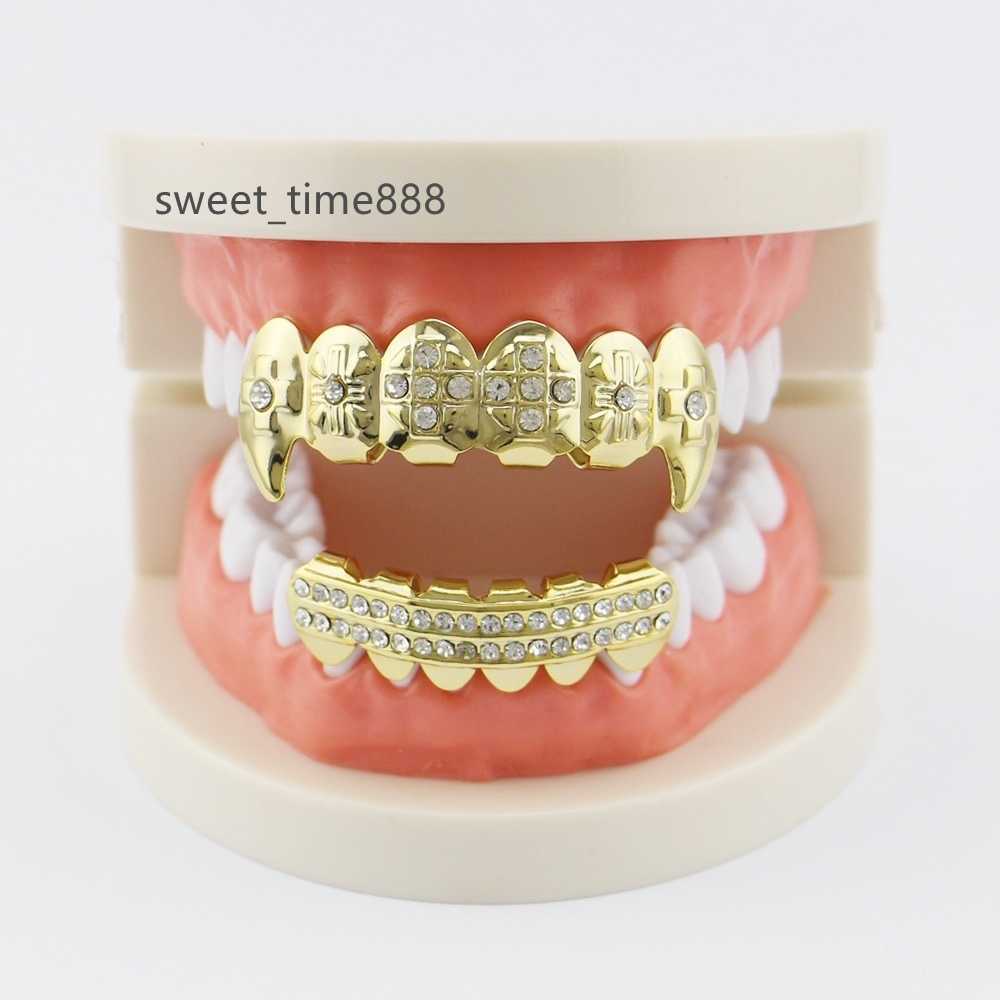 18K Gold Iced Out Rhinestones Teeth Grillz Top Bottom Teeth Rapper Hip Hop Blingbling Copper Body Jewelry
18K Gold Iced Out Rhinestones Teeth Grillz Top Bottom Teeth Rapper Hip Hop Blingbling Copper Body Jewelry