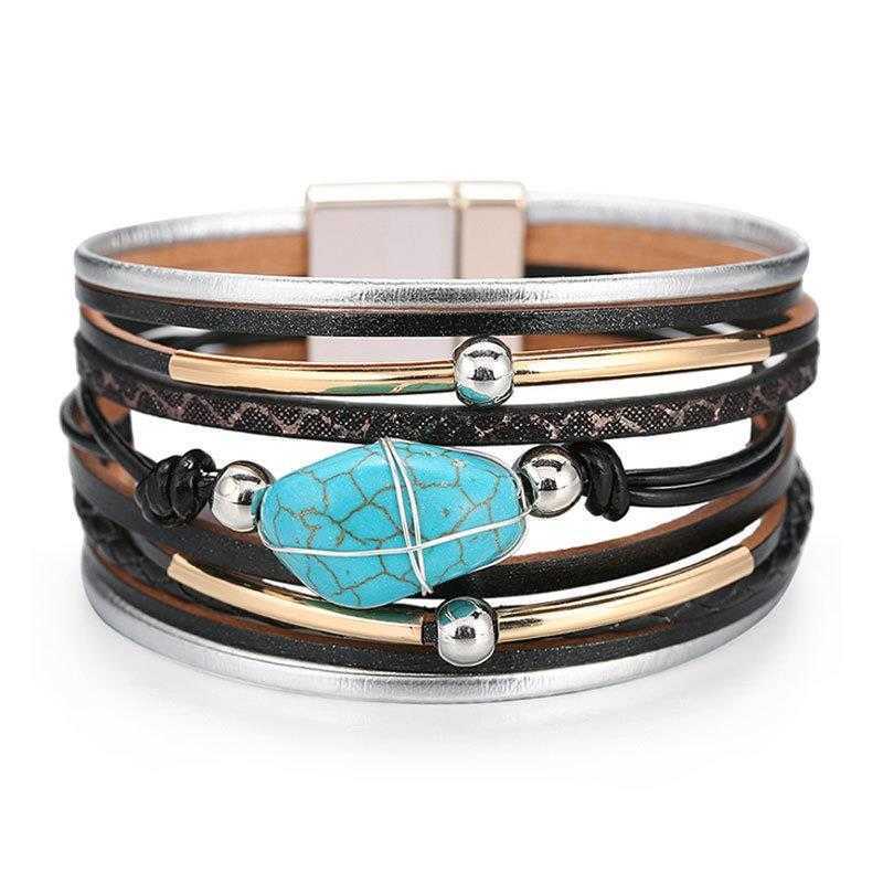 Bracelet Bohemian Ethnic Strand Style Multi Layer Leather Turquoise Beaded Brace Lace
Bracelet Bohemian Ethnic Strand Style Multi Layer Leather Turquoise Beaded Brace Lace