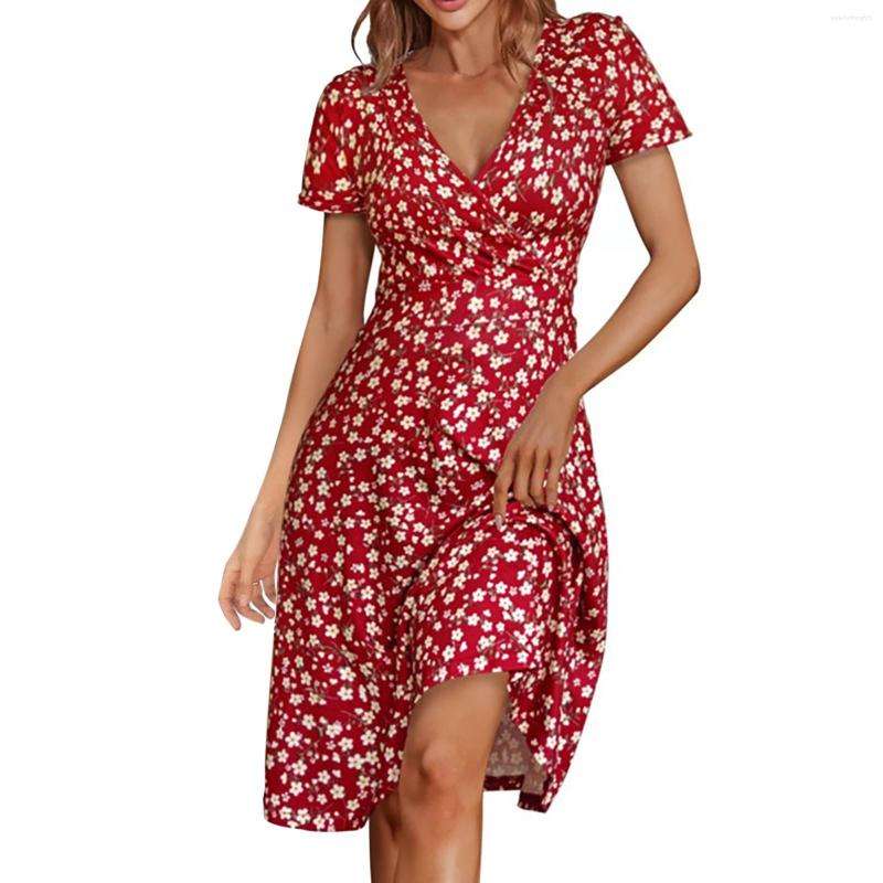 Casual Dresses Elegant Floral Print Beach Midi Women Summer V-neck Short Sleeve Empire Waist A-Line Dress Sundress Vestido Robe, Red
Casual Dresses Elegant Floral Print Beach Midi Women Summer V-neck Short Sleeve Empire Waist A-Line Dress Sundress Vestido Robe, Red