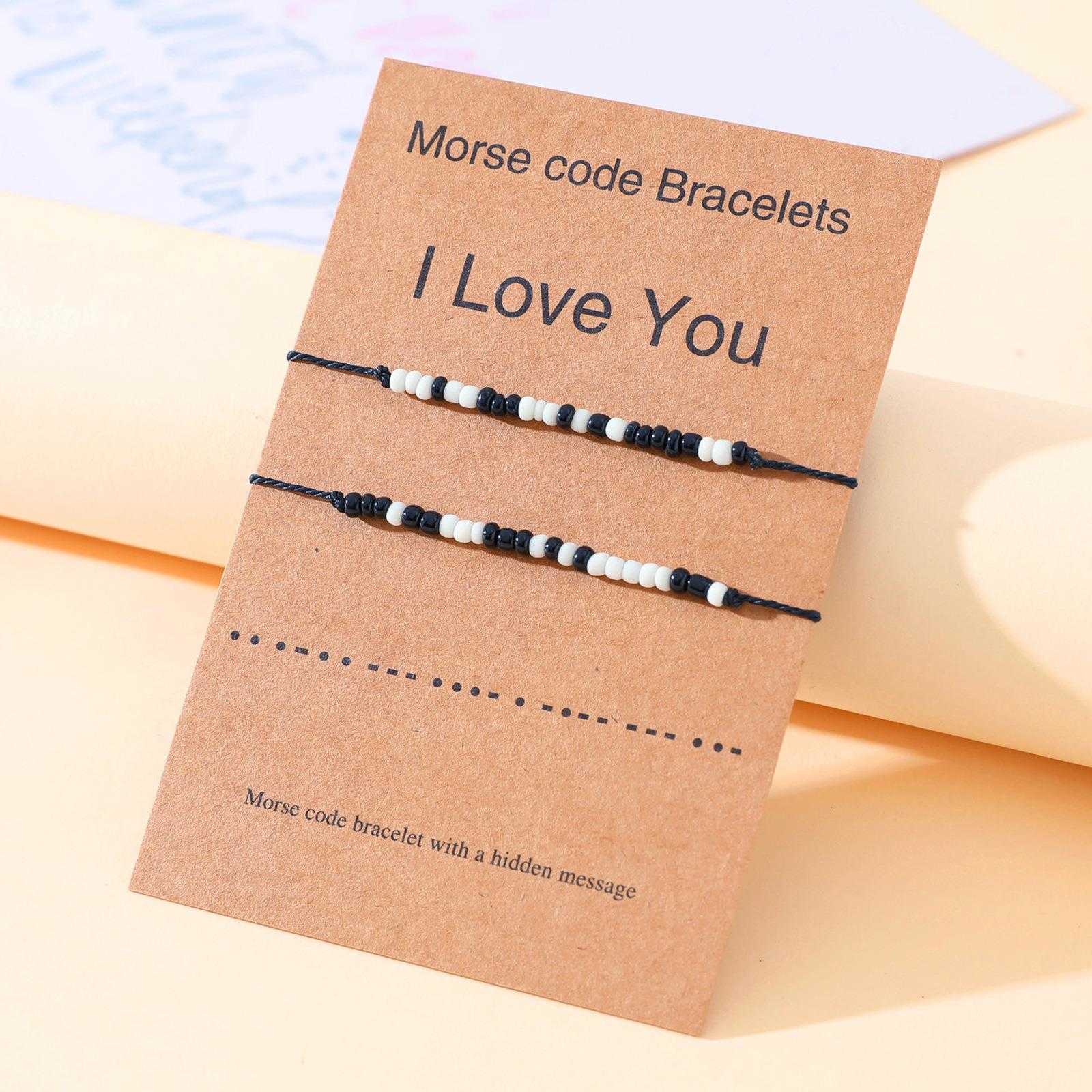 Couple Card Bracelet Creative Bead Color Matching Moss Password I Love You Woven Hand Strap
Couple Card Bracelet Creative Bead Color Matching Moss Password I Love You Woven Hand Strap