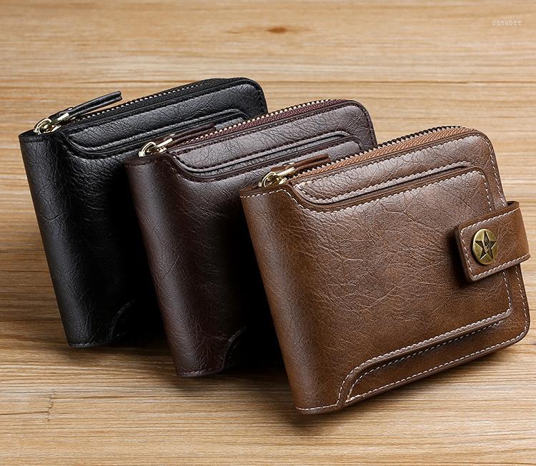 Wallets Vintage Men's Small Wallet Genuine Leather Short Purse Men Hasp Zipper Clutch Solid Coin Card Holder Porte Monnaie Homme, Brown
Wallets Vintage Men's Small Wallet Genuine Leather Short Purse Men Hasp Zipper Clutch Solid Coin Card Holder Porte Monnaie Homme, Brown