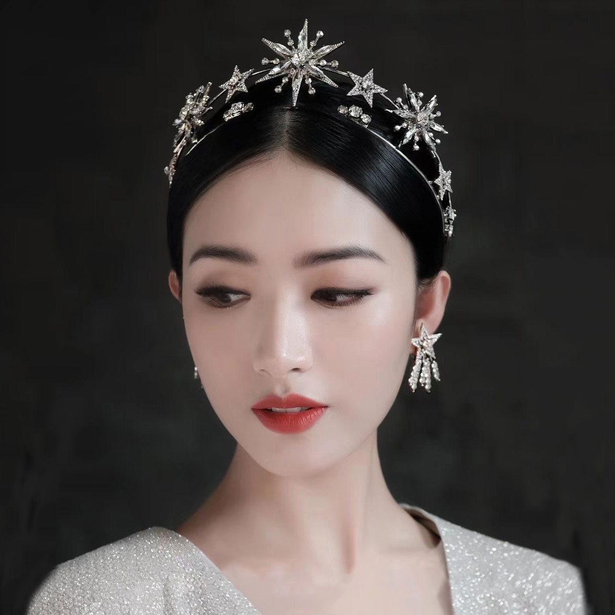 Wedding Hair Jewelry Vintage European 6Point Star Crown Tiaras Gold Princes Headband Bridal Accessories 230508