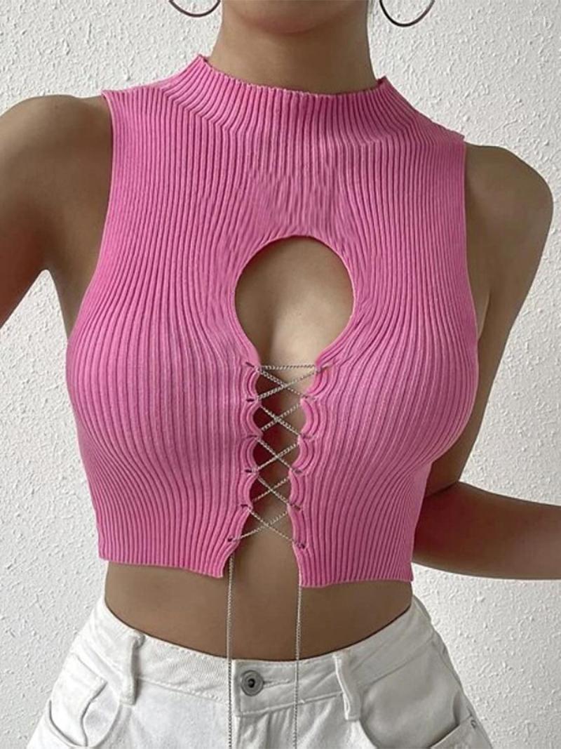 Women' Tanks Women Knit Vest Sleeveless Crew Neck Hollowed Tie-up Slim Fit Summer Tops For Club Party Female Sexy Streetwear Y2k, Pink
Women' Tanks Women Knit Vest Sleeveless Crew Neck Hollowed Tie-up Slim Fit Summer Tops For Club Party Female Sexy Streetwear Y2k, Pink
