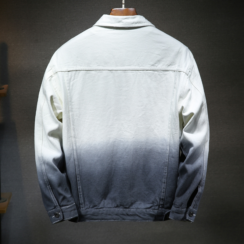 Men's Jackets Men's Gradient Color Jacket Spring/Autumn Men's Denim Jacket with Holes Washed Men Bomber Jacket Jackets for Men 230509