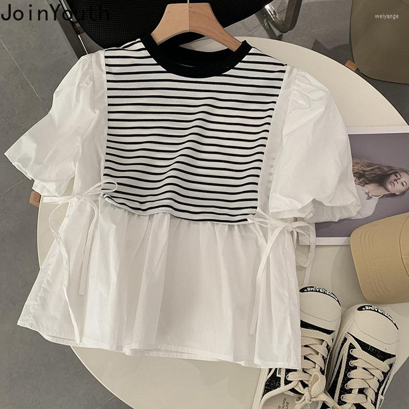 Women's T Shirts For Women Summer O-neck Short Sleeve Tunic Sweet Tees Patchwork Striped Bandage Tshirt Crop Tops 2023 Ropa Mujer, White
Women's T Shirts For Women Summer O-neck Short Sleeve Tunic Sweet Tees Patchwork Striped Bandage Tshirt Crop Tops 2023 Ropa Mujer, White