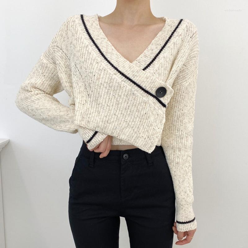 Women' Knits 2023 Korean Style Chic French Elegant Slim V-neck Cross Color Matching One Button Loose Short Knit Sweater Women Tops, W1
Women' Knits 2023 Korean Style Chic French Elegant Slim V-neck Cross Color Matching One Button Loose Short Knit Sweater Women Tops, W1