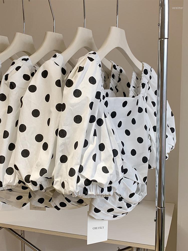 Women's Blouses French Style Contrast Color Retro Dot Print Women Crop Shirt Square Collar Puff Sleeve Design Pleated Vintage Elegance, White
Women's Blouses French Style Contrast Color Retro Dot Print Women Crop Shirt Square Collar Puff Sleeve Design Pleated Vintage Elegance, White